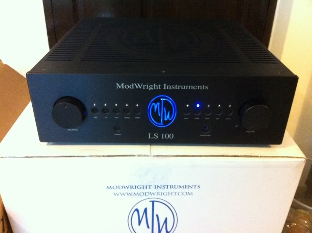 EOI Modwright LS100 line stage preamp (black) with home theatre bypass