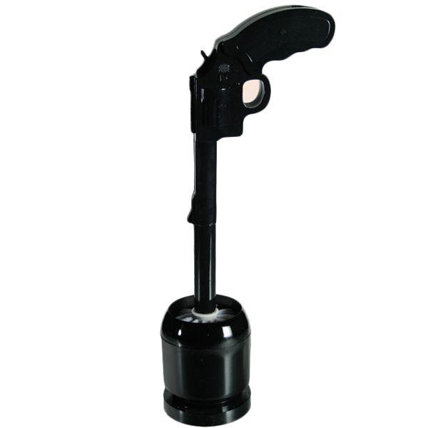 TOILET BRUSH PISTOL GUN SHAPE BLACK WITH HOLSTER BATHROOM FUNNY NOVELTY