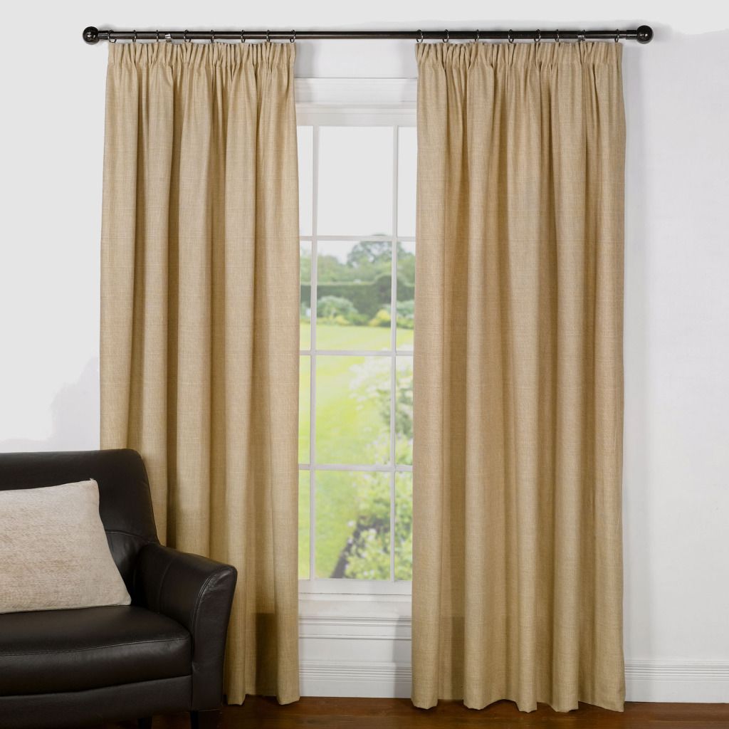 3" TAPE 100 COTTON NATURAL BEIGE BASKET WEAVE LINED CURTAINS 90x72 OR