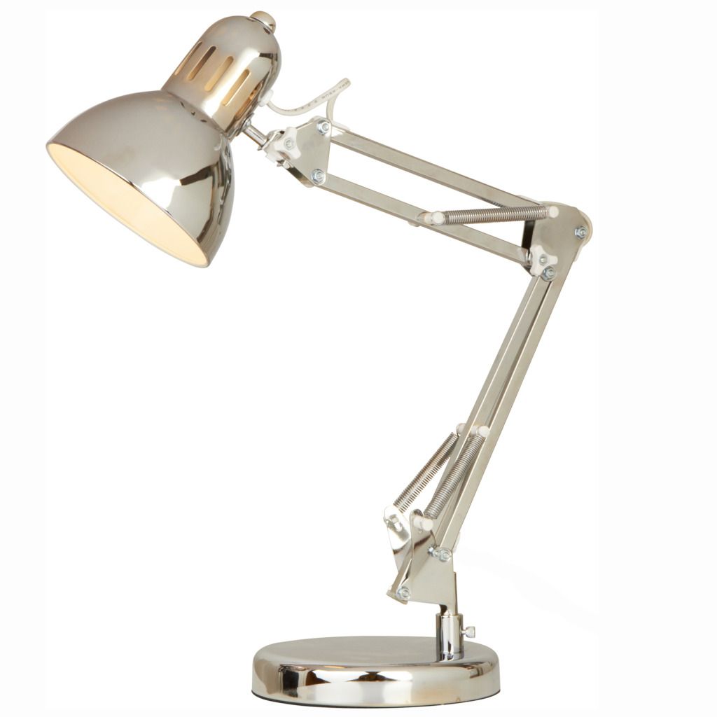 LARGE CHROME PIXAR ANGLE POISE DESK LAMP STUDY LIGHT MIRROR FINISH