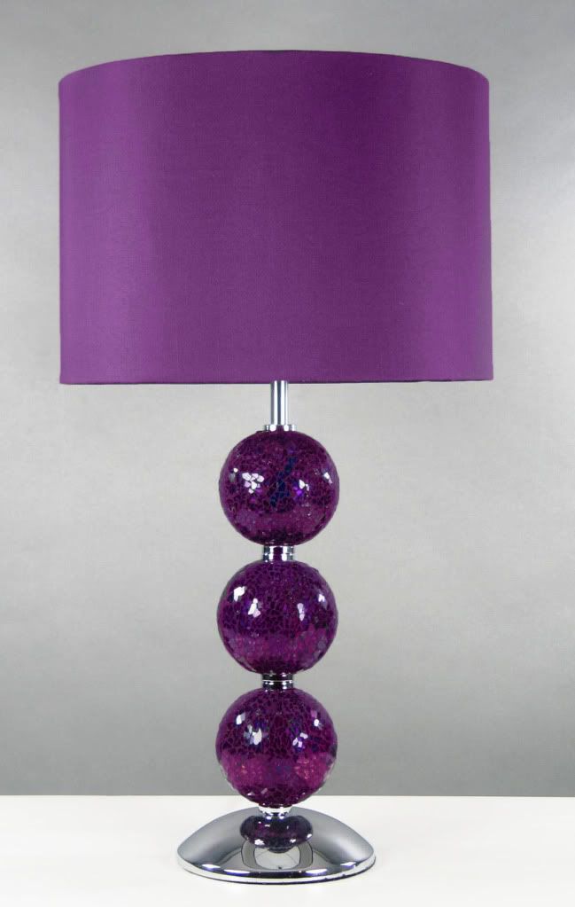 LARGE PLUM MOSAIC CRACKLE GLASS 3 BALL TABLE LAMP | eBay