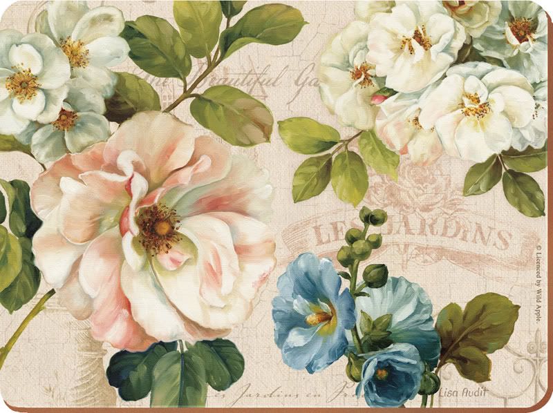 NEW Set of 6 'BEAUTIFUL GARDEN' Cork Back PLACEMATS Table Mats BY