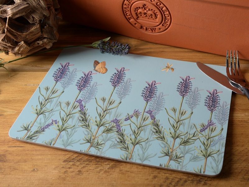 KEW GARDENS Lavender SILVER EDGE CorkBack PLACEMATS Table Mats eBay