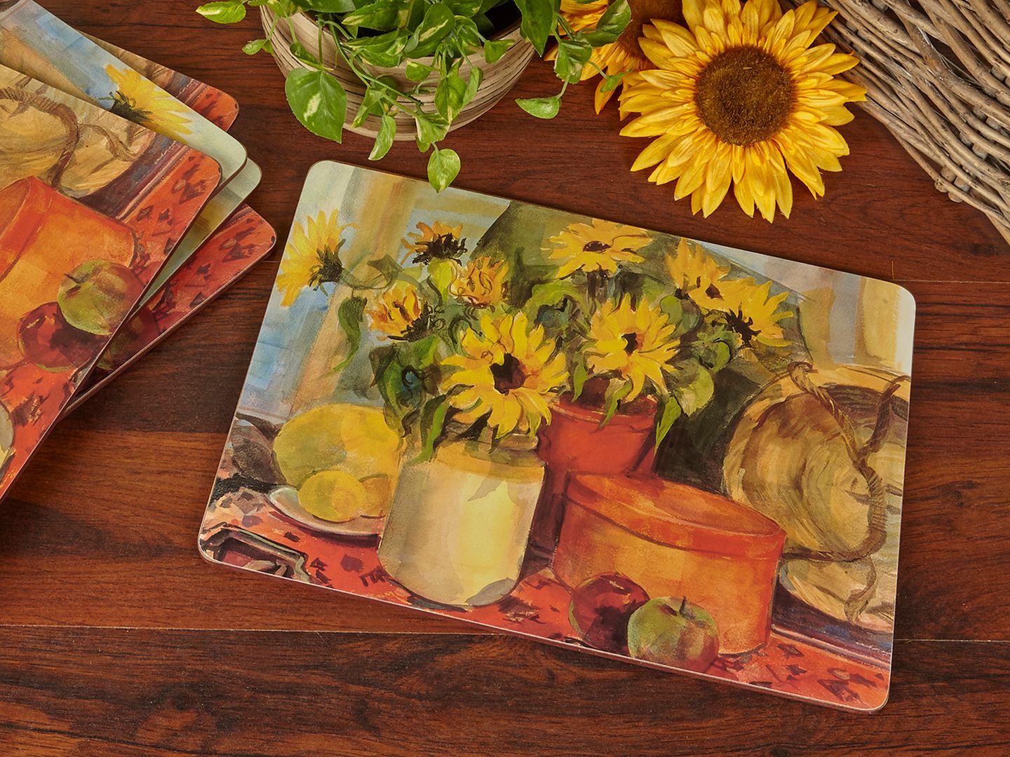 Set of 4 SUNFLOWERS Large Premium CORKBACKED PLACEMATS eBay