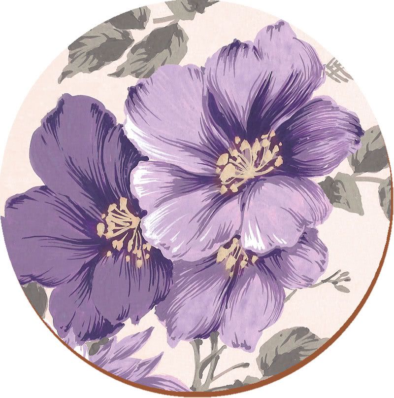 Set of 4 'PURPLE FLORAL' Opulence ROUND PLACEMATS Table Mats CREATIVE