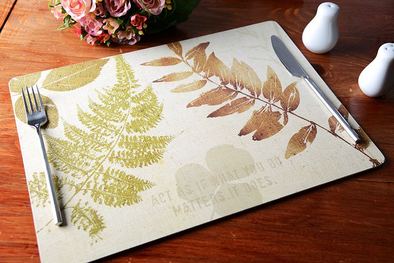 Set of 6 NATURAL FERN Cork Back PLACEMATS & 6 COASTERS Table Mats 12