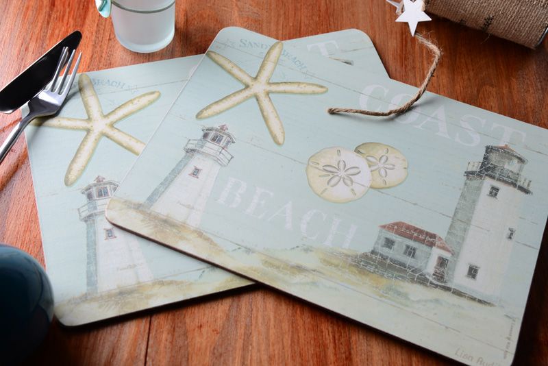 Set of 6 'COASTAL' Cork Back PLACEMATS Table Mats BY CREATIVE TOPS eBay