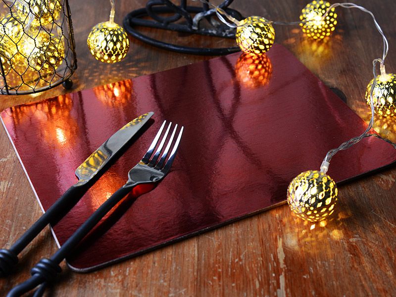 Set of 6 CHRISTMAS RED FOIL CorkBacked PLACEMATS Table Mats By