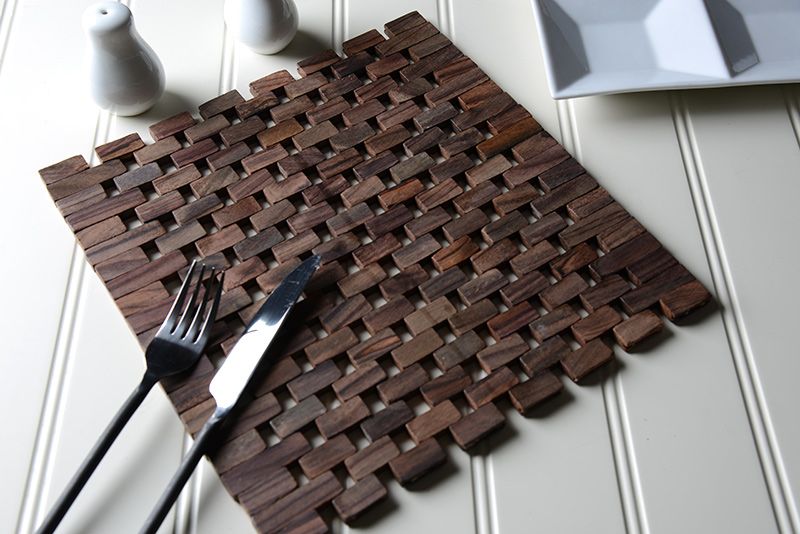 Set of 4 NATURALS Slatted Dark Wood PLACEMATS By Creative Tops eBay