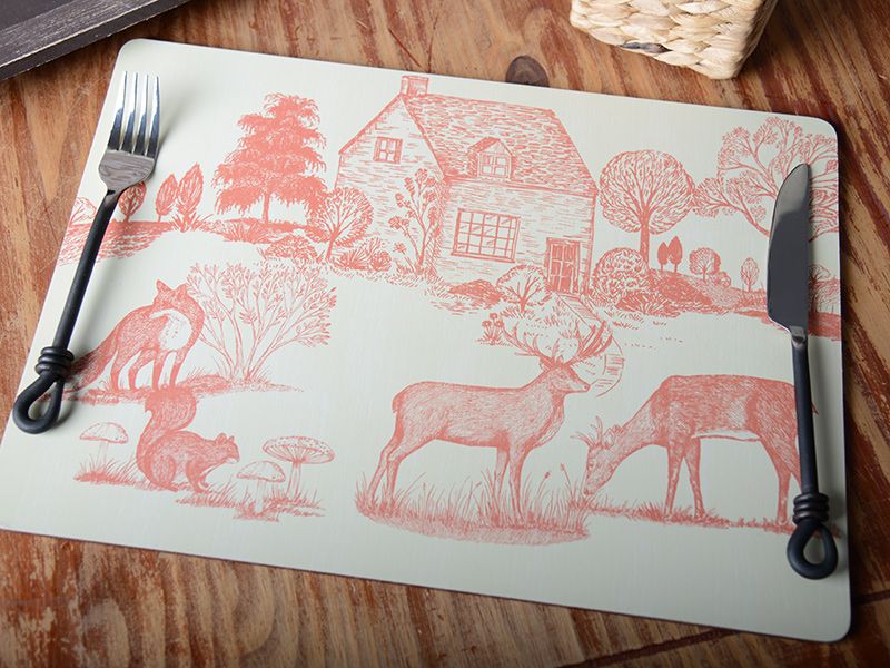 Set of 4 WOODLAND TOILE ExtraLarge CORKBACKED PLACEMATS eBay