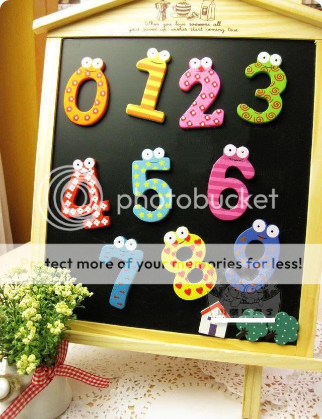 10x Colorful Wooden Number Baby Kids Early Learning Education Magnet Toy Small