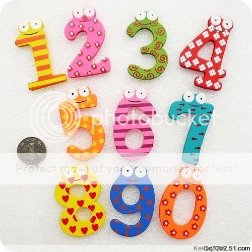 10X colorful Wooden Number baby kids Early Learning Education Magnet 