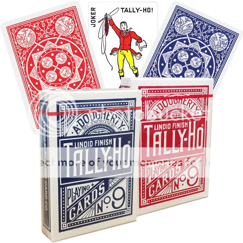 2 DECKS BICYCLE TALLY HO FAN BACK PLAYING CARDS STANDARD INDEX 1 RED 1 ...