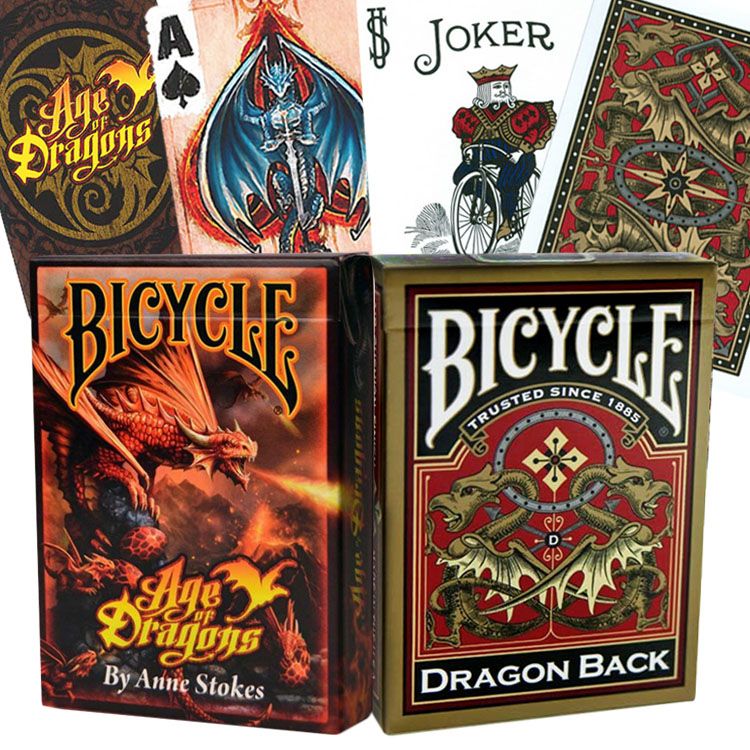 2 DECKS BICYCLE 1 ANNE STOKES AGE OF DRAGONS 1 GOLD DRAGON PLAYING CARDS NEW