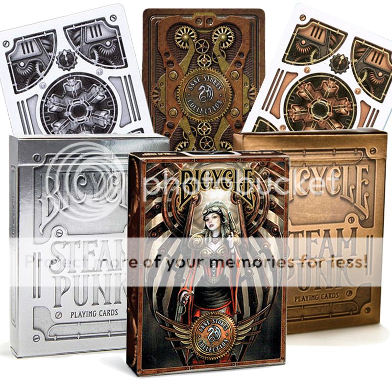 3 BICYCLE STEAMPUNK DECKS 1 SILVER 1 GOLD 1 ANNE STOKES