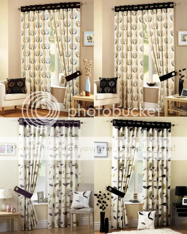 CREAM EYELET LINED CURTAINS PURPLE BLACK TEAL 46 66 90  