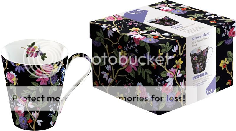 Set Of 2 V&A Museum FINE BONE CHINA MUGS Kilburn Black  