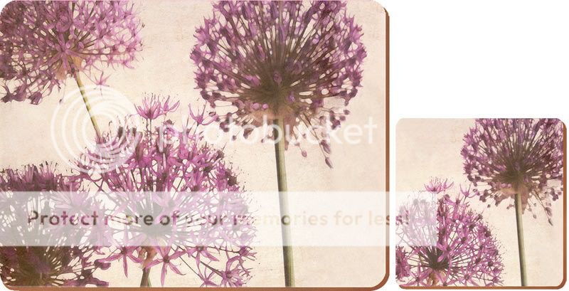 Set of 6 PURPLE ALLIUM Placemats TABLE MATS & 6 Coasters BY CREATIVE 