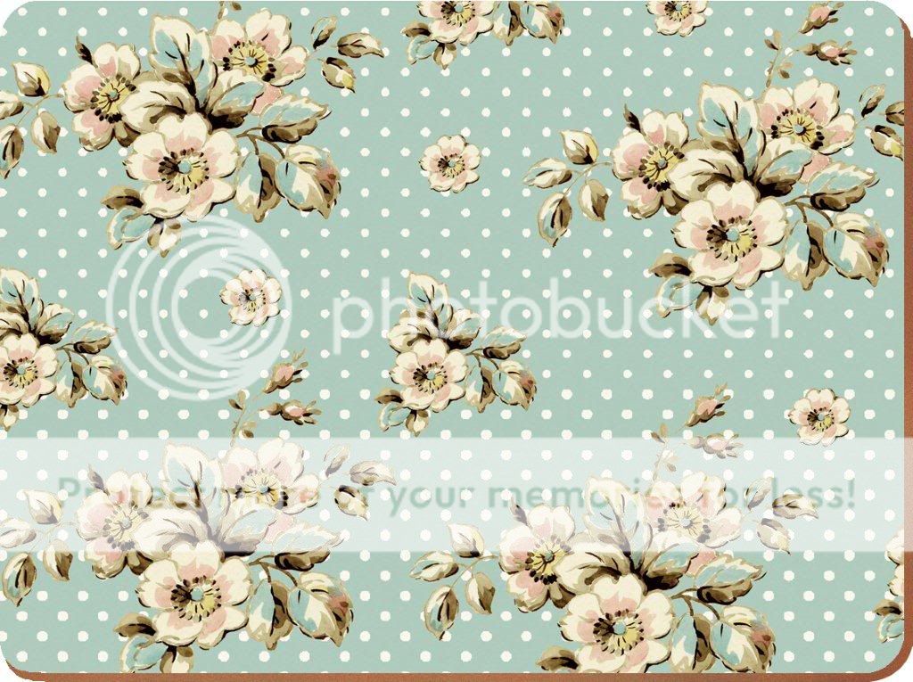 Set of 6 KATIE ALICE Cottage Flower CORK BACK Placemats  