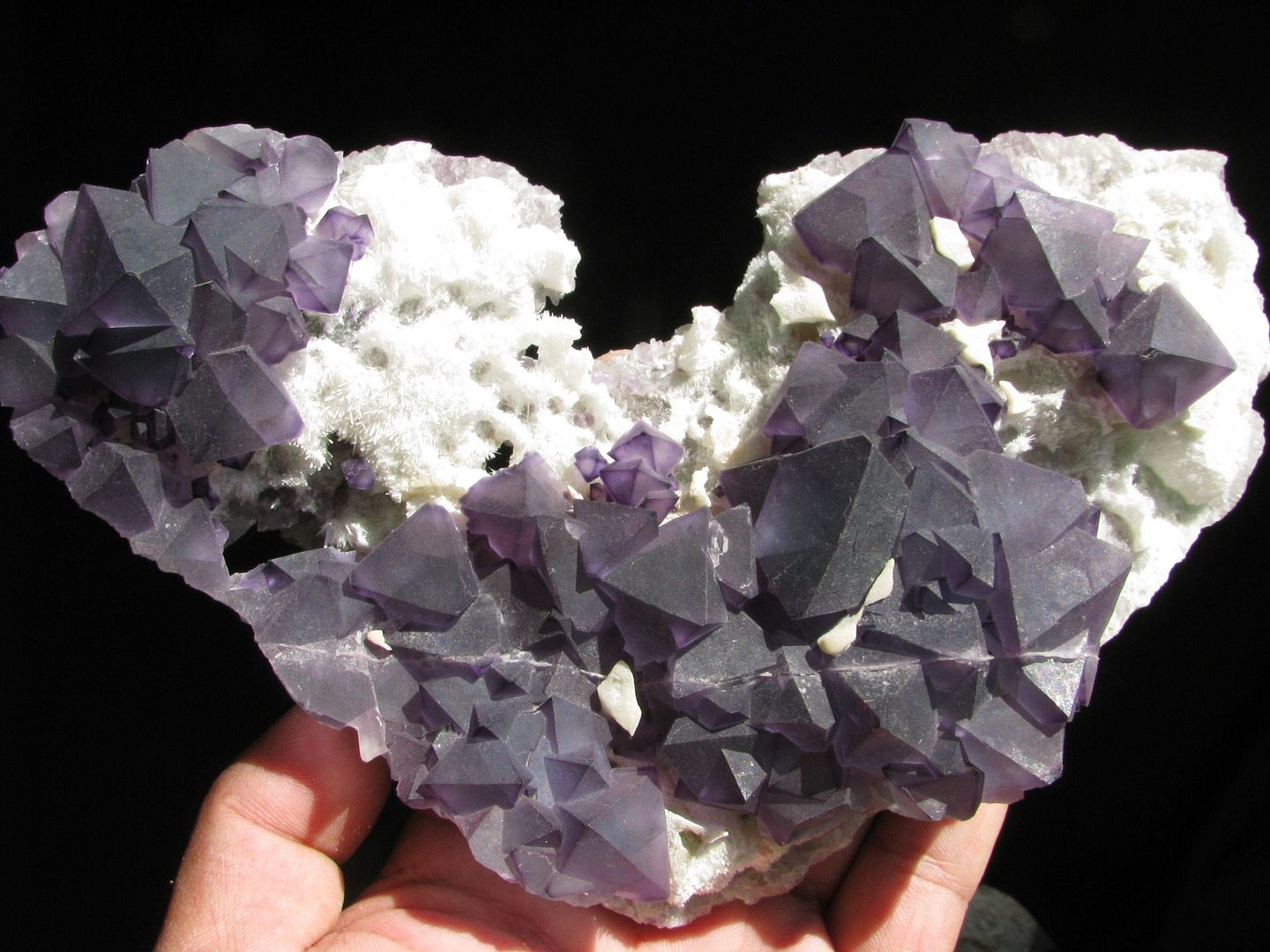 Purple Fluorite Octahedrons On Matrix DIsplay Specimen  